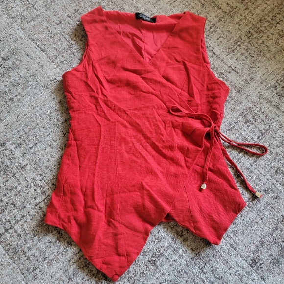 Chicme Red 2 pc Set Outfit Wrap Style Top & High Rise Shorts Size Small - Picture 8 of 16